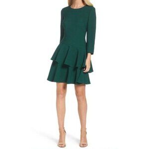 Eliza J Green Tiered Ruffle Hem Dress